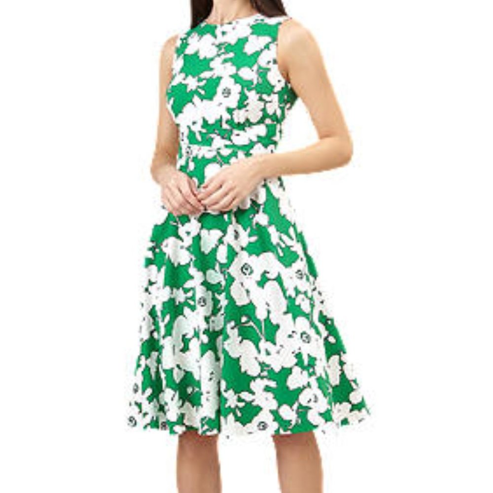 Hobbs Green & White Floral Evie Dress